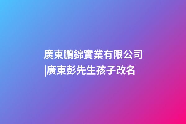 廣東鵬錦實業有限公司|廣東彭先生孩子改名-第1張-公司起名-玄機派
